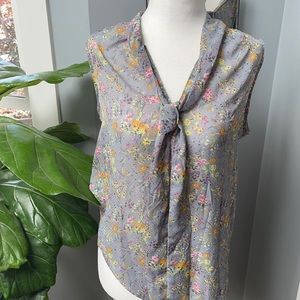 Alex & Lili Cute Floral Art Poet blouse NWT